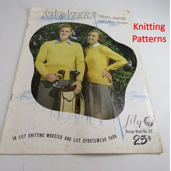 Lily Knitting Magazine 1949 called Sweaters #22 (23pgs 12x9") black/white photos - Picture 1 of 13